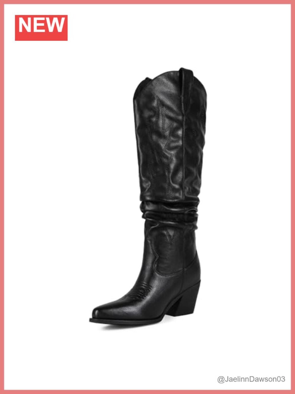 Knee High Cowboy Boots Pointed Toe Slouchy Pull On